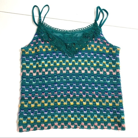 Free People Knitted Rainbow Camisole Tank Green - Picture 7 of 7